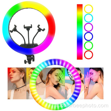 Luce anulare video a LED per selfie RGB da 18 pollici